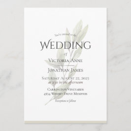 Elegant Neutral Beige Waterverf Greenery Wedding Kaart
