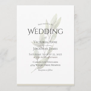 Elegant Neutral Beige Waterverf Greenery Wedding Kaart