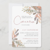 Elegant Neutral Boho Floral First Heilige Communie Kaart (Voorkant)