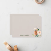 Elegant Neutral Boho Waterverf Floral Personal No Notitiekaartje (Voorkant / Achterkant in situ)
