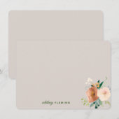 Elegant Neutral Boho Waterverf Floral Personal No Notitiekaartje (Voorkant / Achterkant)