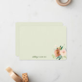 Elegant Neutral Boho Waterverf Floral Personal No Notitiekaartje (Voorkant / Achterkant in situ)