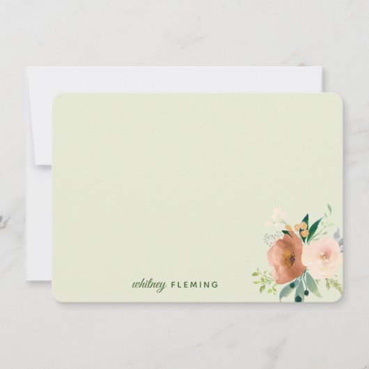 Elegant Neutral Boho Waterverf Floral Personal No Notitiekaartje (Voorkant)