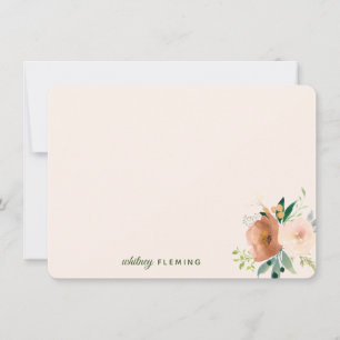 Elegant Neutral Boho Waterverf Floral Personal Notitiekaartje