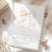 Elegant Neutral Bow Baby shower Uitnodiging