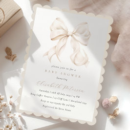 Elegant Neutral Bow Baby shower Uitnodiging