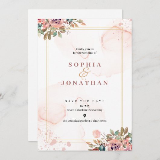 Elegant Neutral bruiloft Card nodigt ideeën uit Kaart (Voorkant / Achterkant)