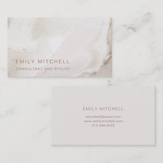 Elegant Neutral Champagne Marble Visitekaartje (Voorkant / Achterkant)