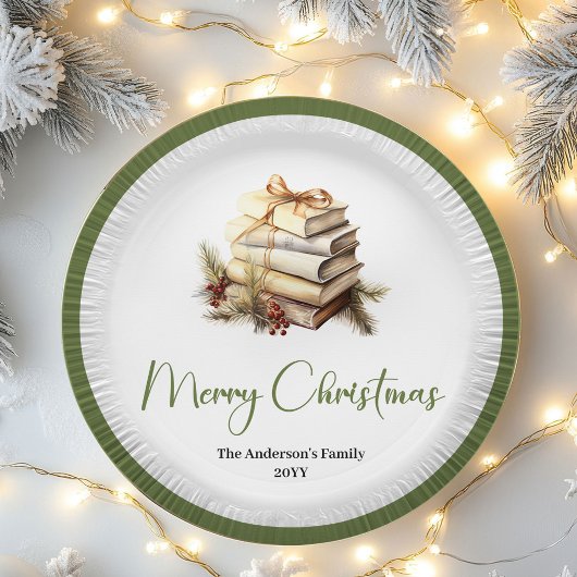 Elegant Neutral Christmas Book Holiday Table Decor Papieren Bordje
