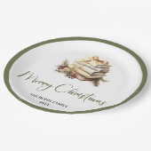 Elegant Neutral Christmas Book Holiday Table Decor Papieren Bordje (Gekanteld)