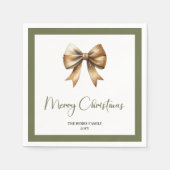 Elegant Neutral Christmas Bow Personalized Napkin Servet (Voorkant)