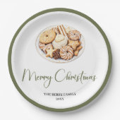 Elegant Neutral Christmas Personalized Family Plat Papieren Bordje (Voorkant)