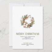 Elegant Neutral Christmas Wreath Minimal Holiday Feestdagenkaart (Voorkant)