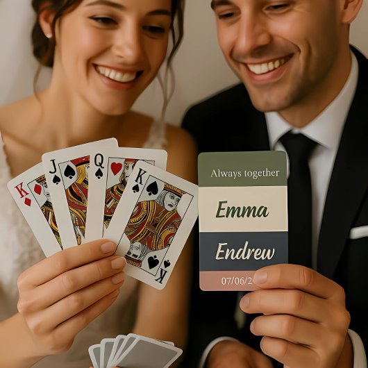 Elegant Neutral Color Wedding /Personalized Couple Pokerkaarten