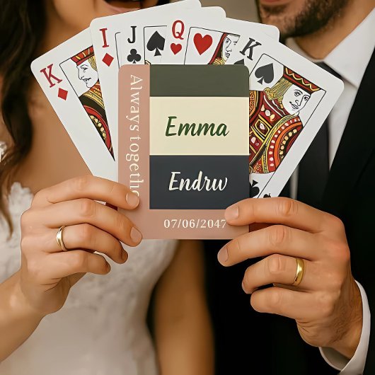 Elegant Neutral Color Wedding /Personalized Couple Pokerkaarten