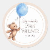Elegant Neutral Custom Beer Baby shower Ronde Sticker (Voorkant)