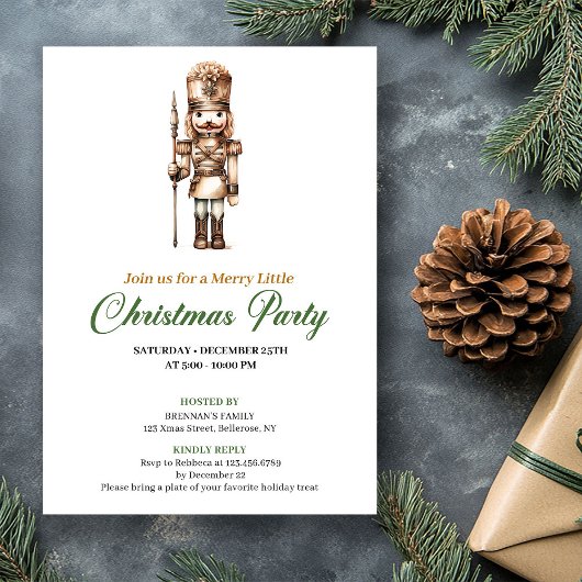 Elegant Neutral Earthy Colors Christmas Invitation Kaart