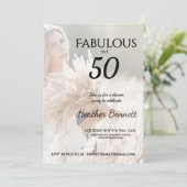 Elegant Neutral Fabulous 50 Photo Birthday Party Kaart (Staand voorkant)