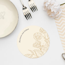 Elegant Neutral Floral Wedding Coaster Ronde Kartonnen Onderzetter