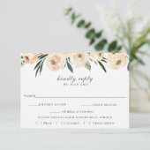 Elegant Neutral Floral Wedding RSVP Kaart (Staand voorkant)