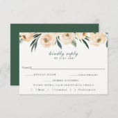 Elegant Neutral Floral Wedding RSVP Kaart (Voorkant / Achterkant)