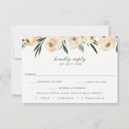 Elegant Neutral Floral Wedding RSVP Kaart