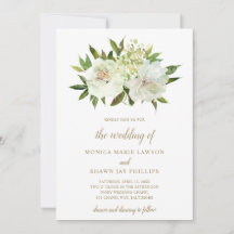 Elegant Neutral Floral White Ivory Gold Wedding