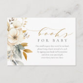 Elegant Neutral Flowers Baby shower Boeken voor Ba Informatiekaartje (Voorkant)