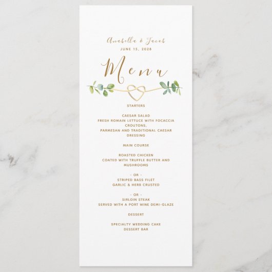 Elegant Neutral Greenery Wedding Menu Kaart (Voorkant)