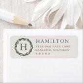 Elegant Neutral Greenery WreatReturn Address Etiket (Insitu)