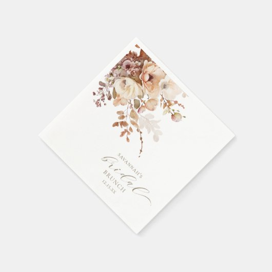 Elegant Neutral Herfst Bloemen Vrijgezellenfeest Servet (Hoek)