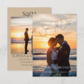 Elegant Neutral Magnolia Floral Wedding Save The Date (Voorkant / Achterkant)