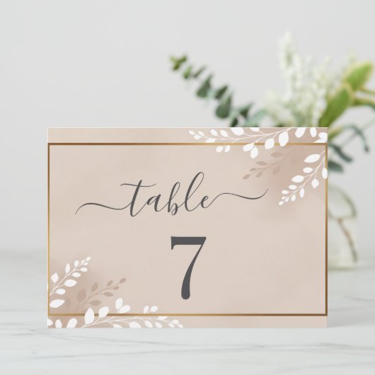 Elegant Neutral Magnolia Wedding Table Number (Staand voorkant)