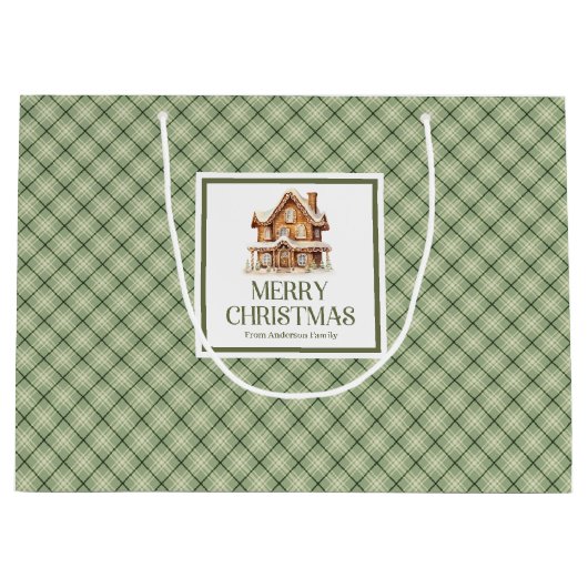 Elegant Neutral Nordic Christmas Script Gift Bag   Groot Cadeauzakje (Voorkant)