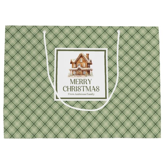 Elegant Neutral Nordic Christmas Script Gift Bag   Groot Cadeauzakje (Achterkant)