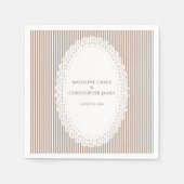 Elegant Neutral Stripe Lace Doily Wedding Servet (Voorkant)