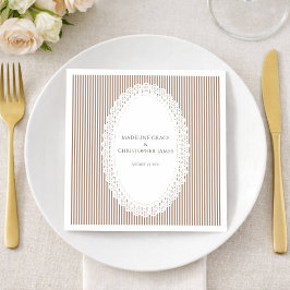 Elegant Neutral Stripe Lace Doily Wedding Servet