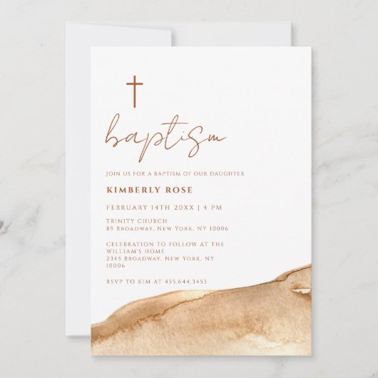 Elegant Neutral Terracotta Abstract Kruisdoop Kaart (Voorkant)