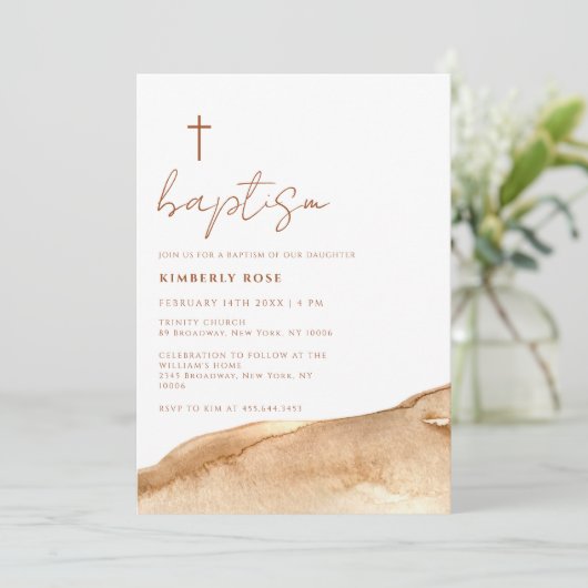 Elegant Neutral Terracotta Abstract Kruisdoop Kaart (Staand voorkant)