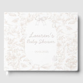 Elegant Neutral Toile Natuur Baby shower Gastenboek (Voorkant)