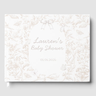 Elegant Neutral Toile Natuur Baby shower Gastenboek