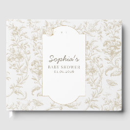 Elegant Neutral Toile Print Baby shower Gastenboek