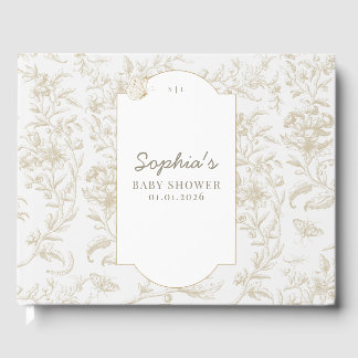 Elegant Neutral Toile Print Baby shower Gastenboek