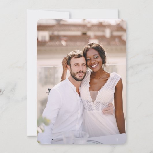 Elegant Neutral Two Photo Wedding Kaart (Achterkant)