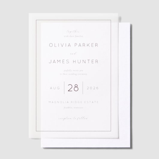 Elegant Neutral Typographic Vellum Uitnodigingen (Offset)