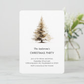 Elegant Neutral Watercolor Christmas Tree Party Kaart (Staand voorkant)