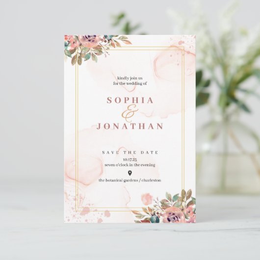 Elegant Neutral Waterverf Floral Wedding (Staand voorkant)