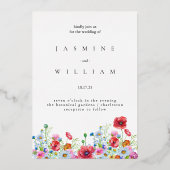 Elegant Neutral Waterverf Floral Wedding Folie Uitnodiging (Voorkant)