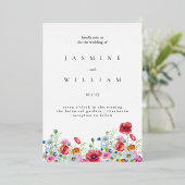 Elegant Neutral Waterverf Floral Wedding Folie Uitnodiging (Staand Voorkant)