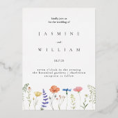 Elegant Neutral Waterverf Floral Wedding Folie Uitnodiging (Voorkant)